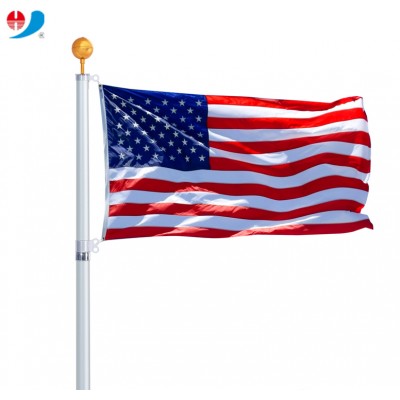 16 ft/20ft/25ft aluminum telescopic flag pole, Heavy Duty Outdoor Halyard Flag Pole uesed for outdoors